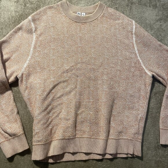 UNIQLO U Premium Shirt Womens Medium Orange Knit Sweater Crewneck Cotton Comfort - Picture 1 of 6